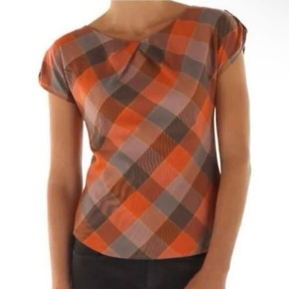 Patagonia San Benito Top Short Cap Sleeves Zip Closure Orange 52470 Women 8 - Picture 6 of 8